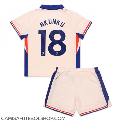 Camisa de time de futebol Chelsea Christopher Nkunku #18 Replicas 2º Equipamento Infantil 2024-25 Manga Curta (+ Calças curtas)